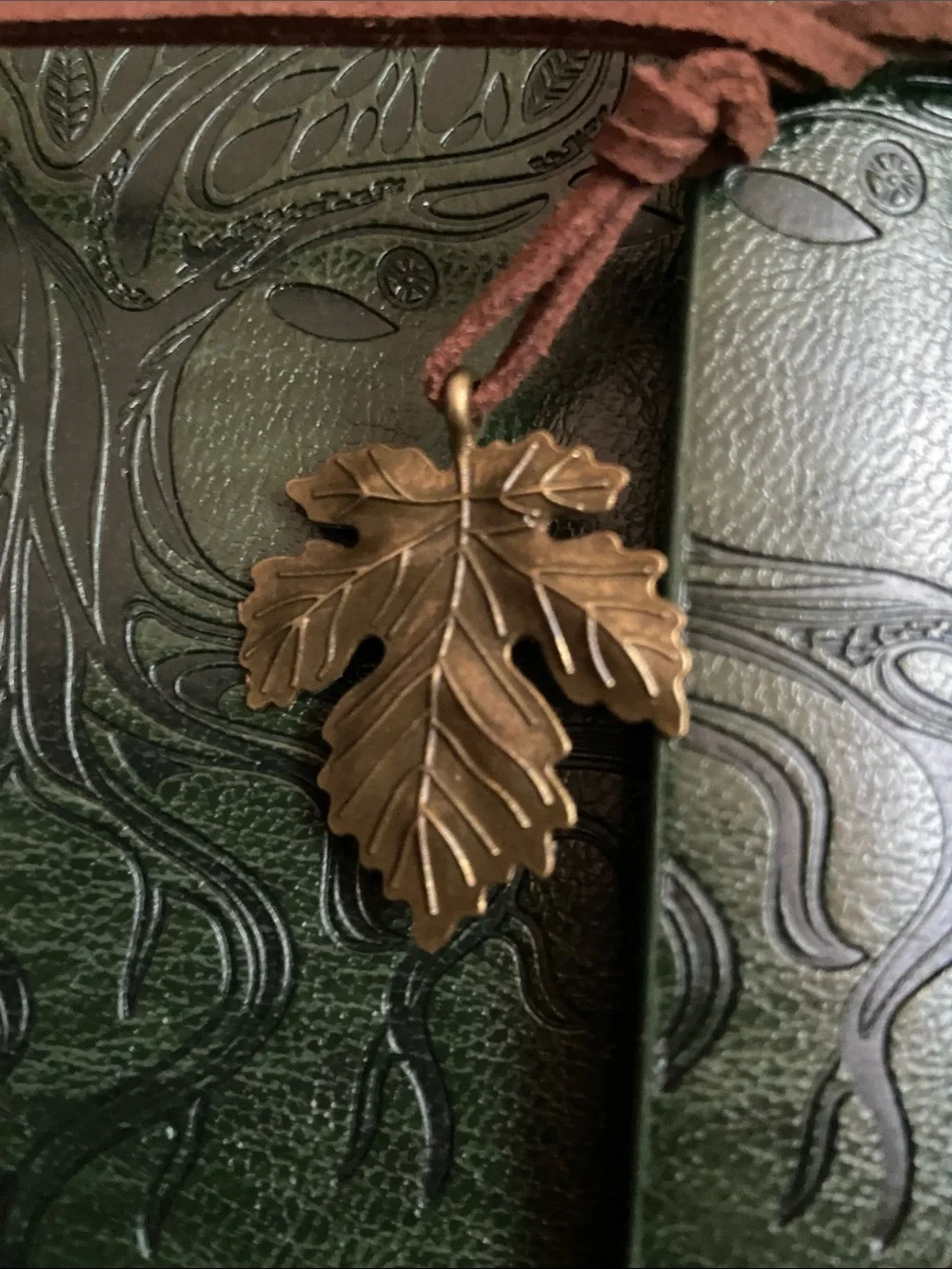 Embossed Tree Leather Journal - Forest Green
